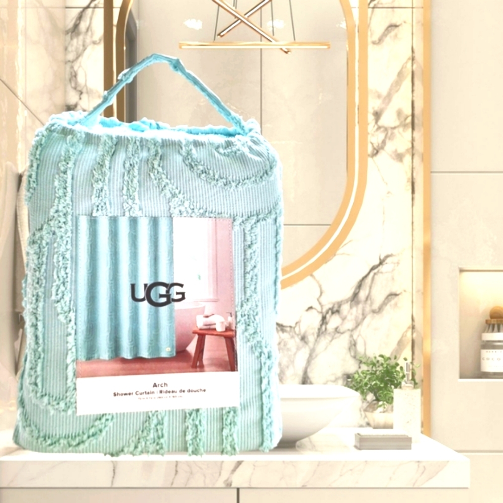 UGG Aqua Shower Curtain, NWT Fabric Shower Curtain